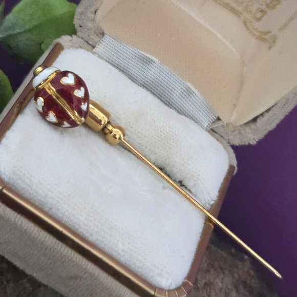 Beautiful Vintage 14kt Gold Enamel Ladybug Stick Pin - Picture 1 of 5